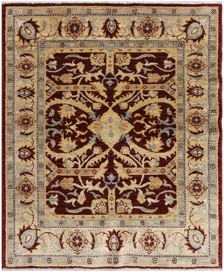3'x4' Burgundy Gold Agra Design Ariana Traditional Small Wool Rug
