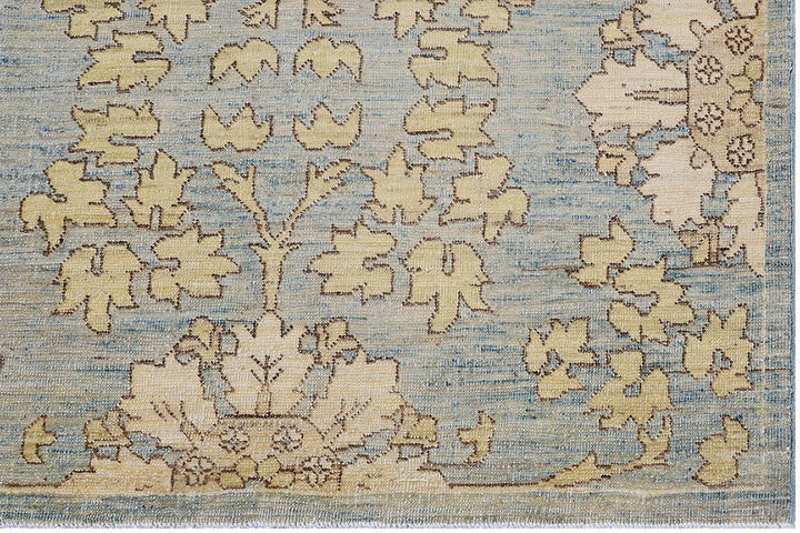 3'x5'Ariana Floral Transitional Blue Cream Beige Hand Knotted Small Rug