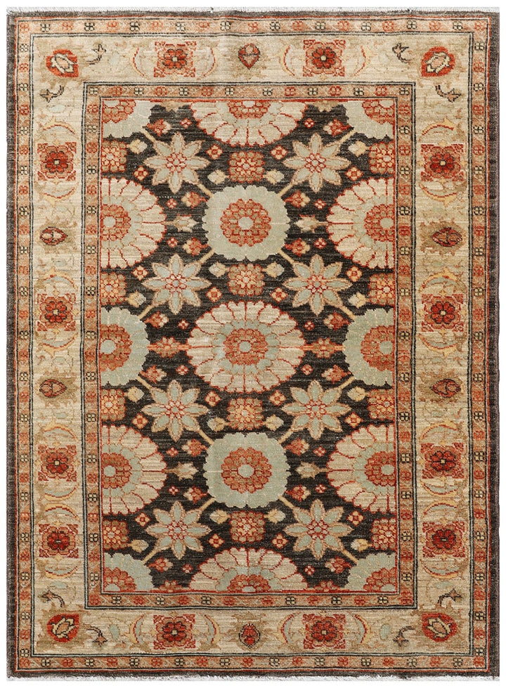 3'x5' Brown Beige Tabriz Design Ariana Traditional Wool Small Rug