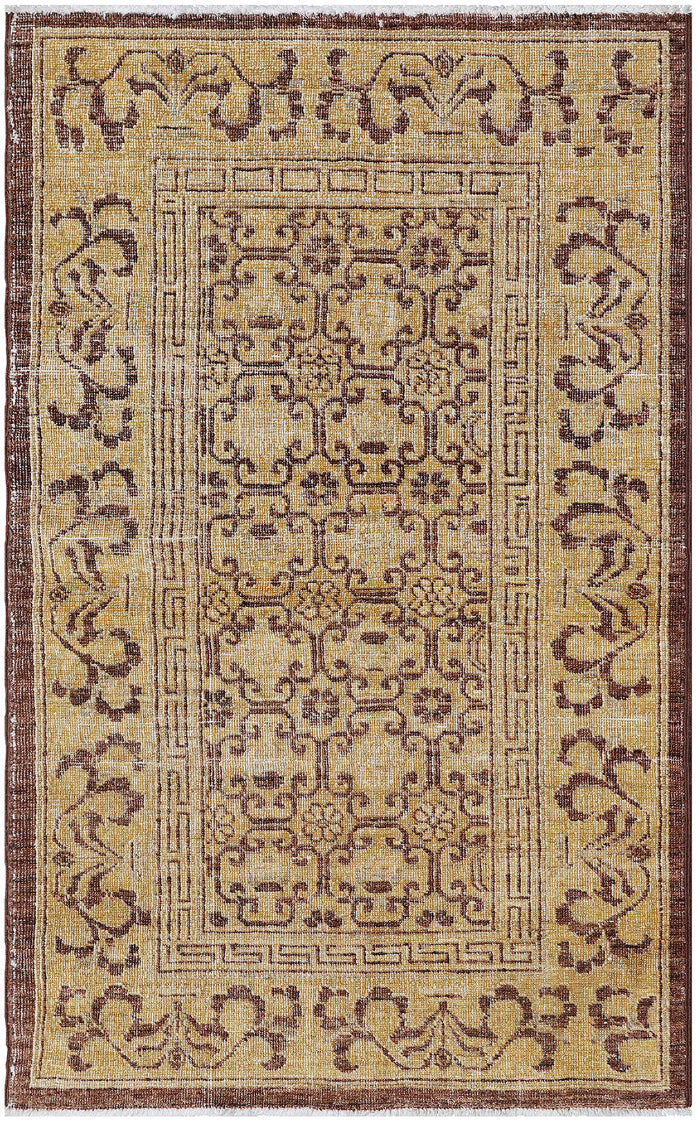 3'x5' Yellow Brown Geometric Contemporary Ariana Samarkand Design Small Rug