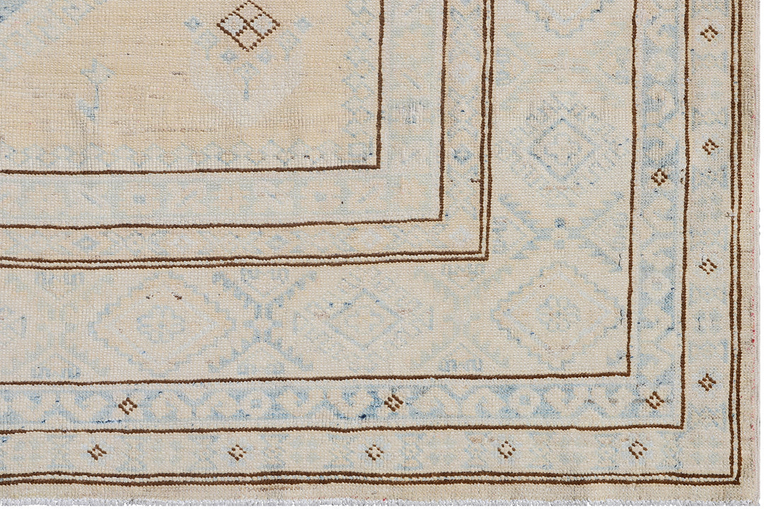 6'x8' Small Ariana Geometric Hazara Hand Knotted Wool Rug