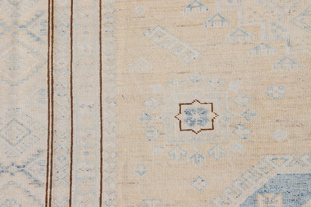 6'x8' Small Ariana Geometric Hazara Hand Knotted Wool Rug