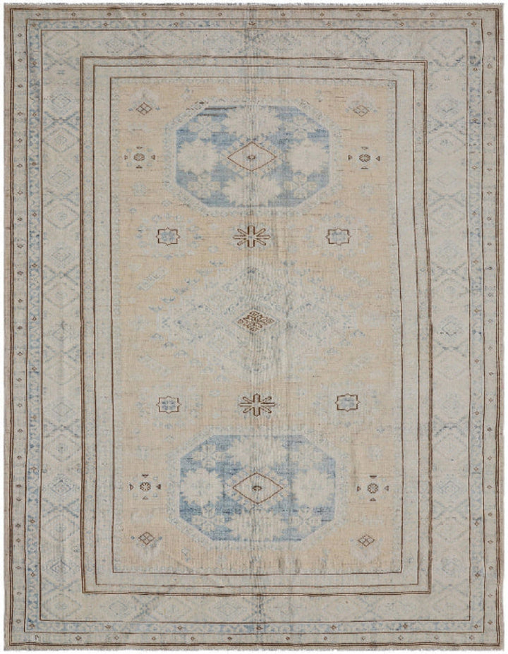 6'x8' Small Ariana Geometric Hazara Hand Knotted Wool Rug
