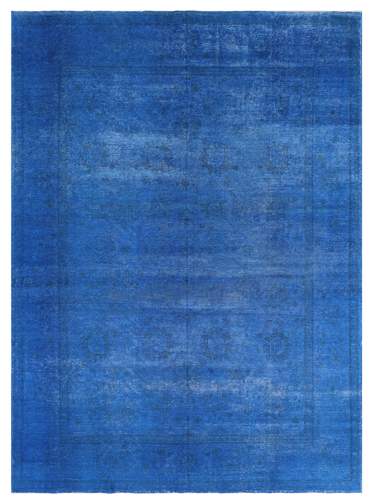 9'x12' Royal Blue Persian Tabriz Design Ariana Over-dye Rug