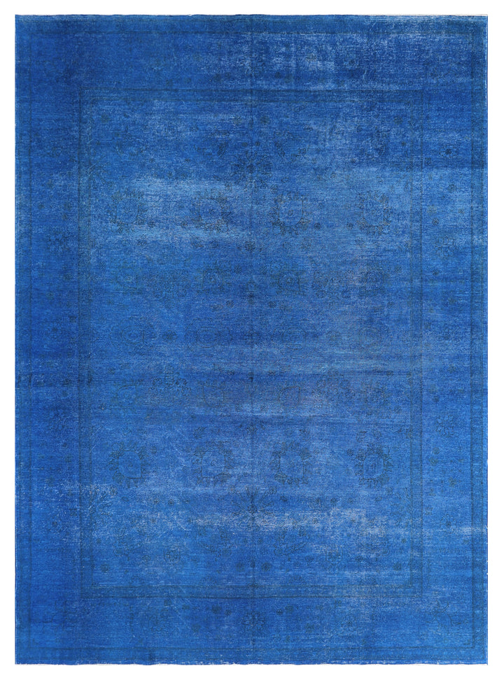 9'x12' Blue Persian Tabriz Ariana Overdyed Rug