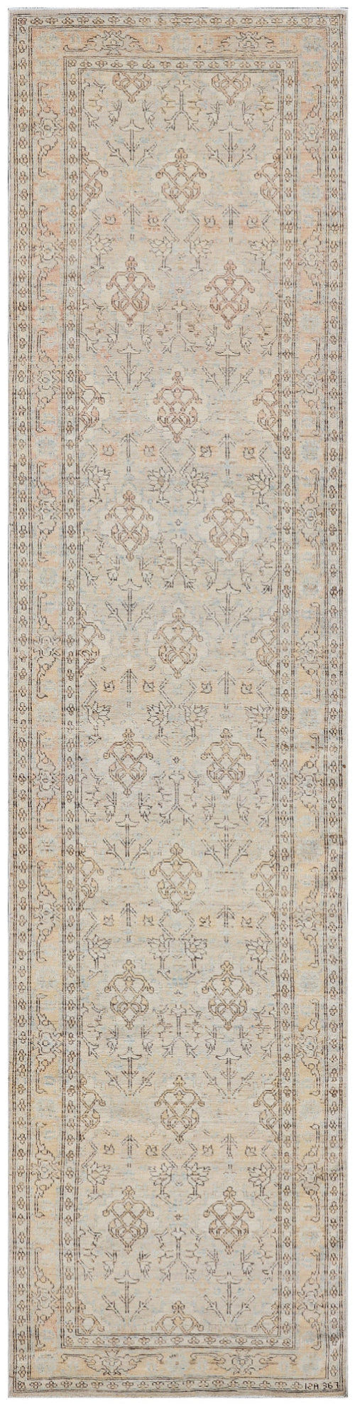 3'x12' Ariana Transitional European Design Hand Knotted Runner Rug