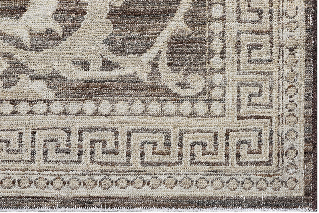 3'x9' Grey Brown Ariana Transitional Hand Knotted Wool Runner Rug