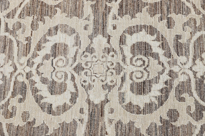 3'x9' Grey Brown Ariana Transitional Hand Knotted Wool Runner Rug