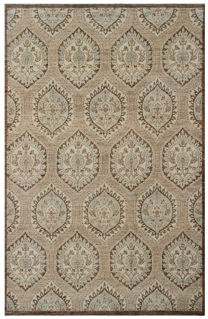 6x9 Ariana Brown and Blue Transitional Wool Rug