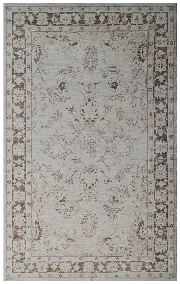 6'x9' Ariana Agra Design Ivory Brown Traditional Rug