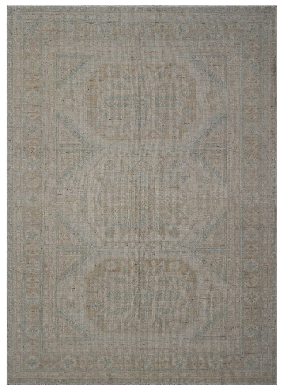 6'x8' Small Soft Geometric Design Ariana Hazara Collection Wool Rug