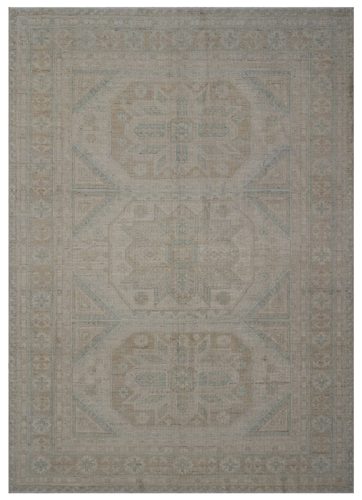 6'x8' Small Soft Geometric Design Ariana Hazara Collection Wool Rug