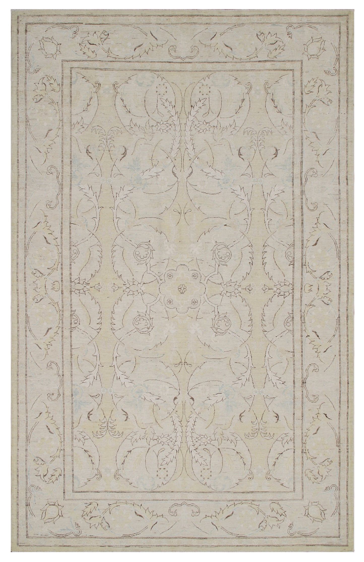 9'x6'Ariana Fine Traditional Yellow Ivory Brown Rug
