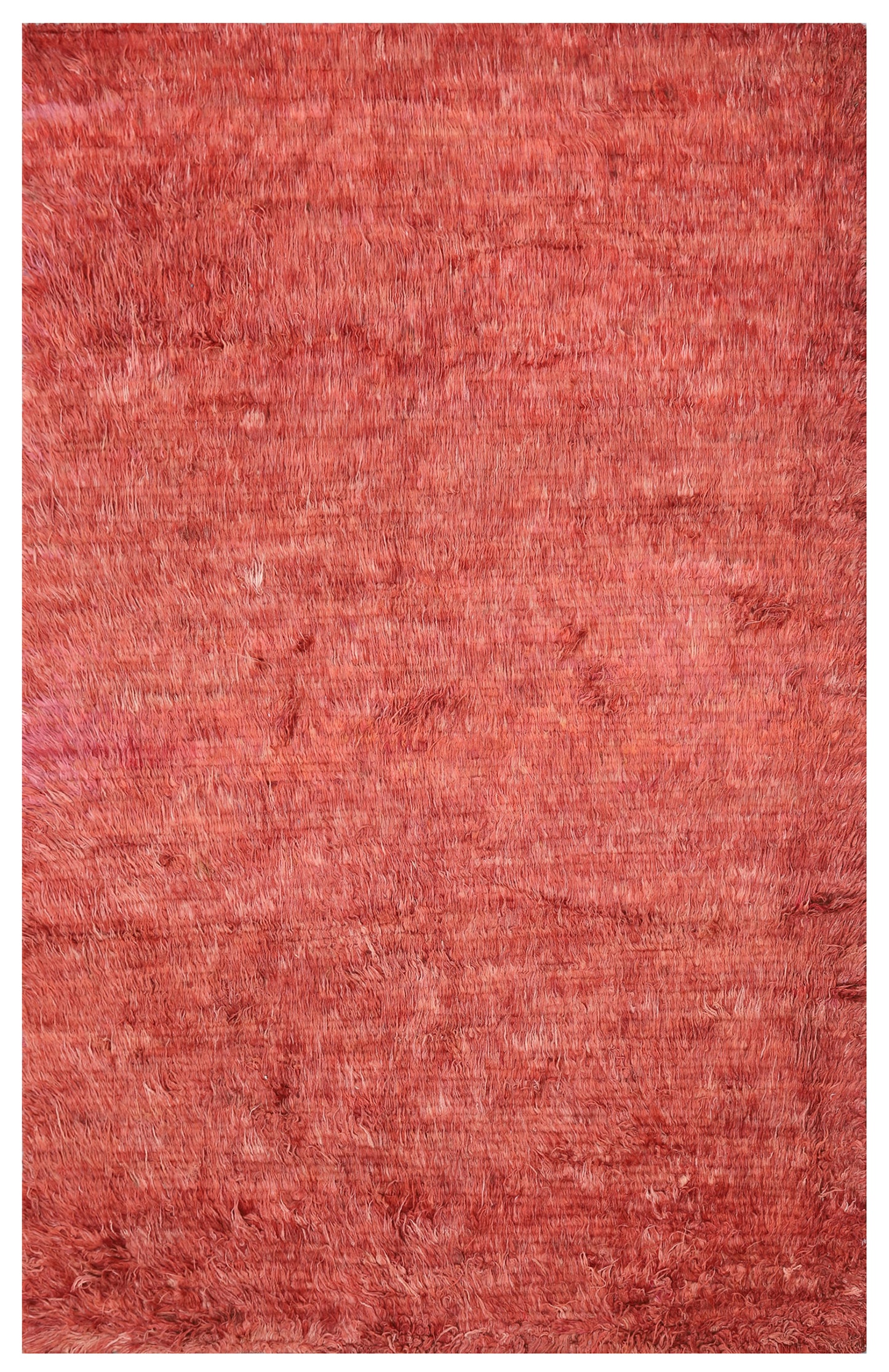 6'x9' Red Solid Plain Ariana Moroccan Style Shaggy Barchi Rug