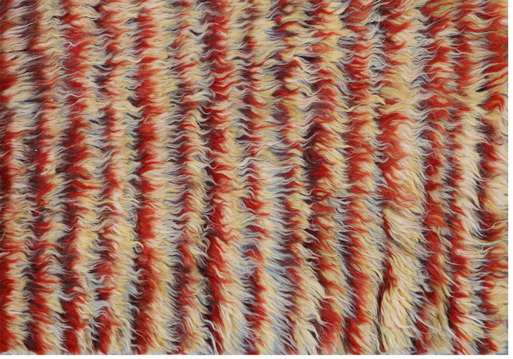 5'x9' Red Yellow Striped Moroccan Style Shaggy Ariana Barchi Rug