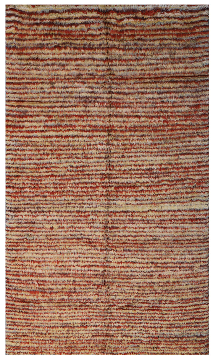 5'x9' Red Yellow Striped Moroccan Style Shaggy Ariana Barchi Rug