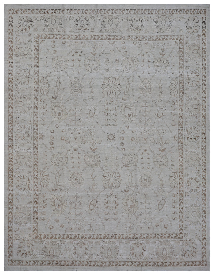 8'x10' Ariana Tabriz Design Ivory Brown Ariana Rug