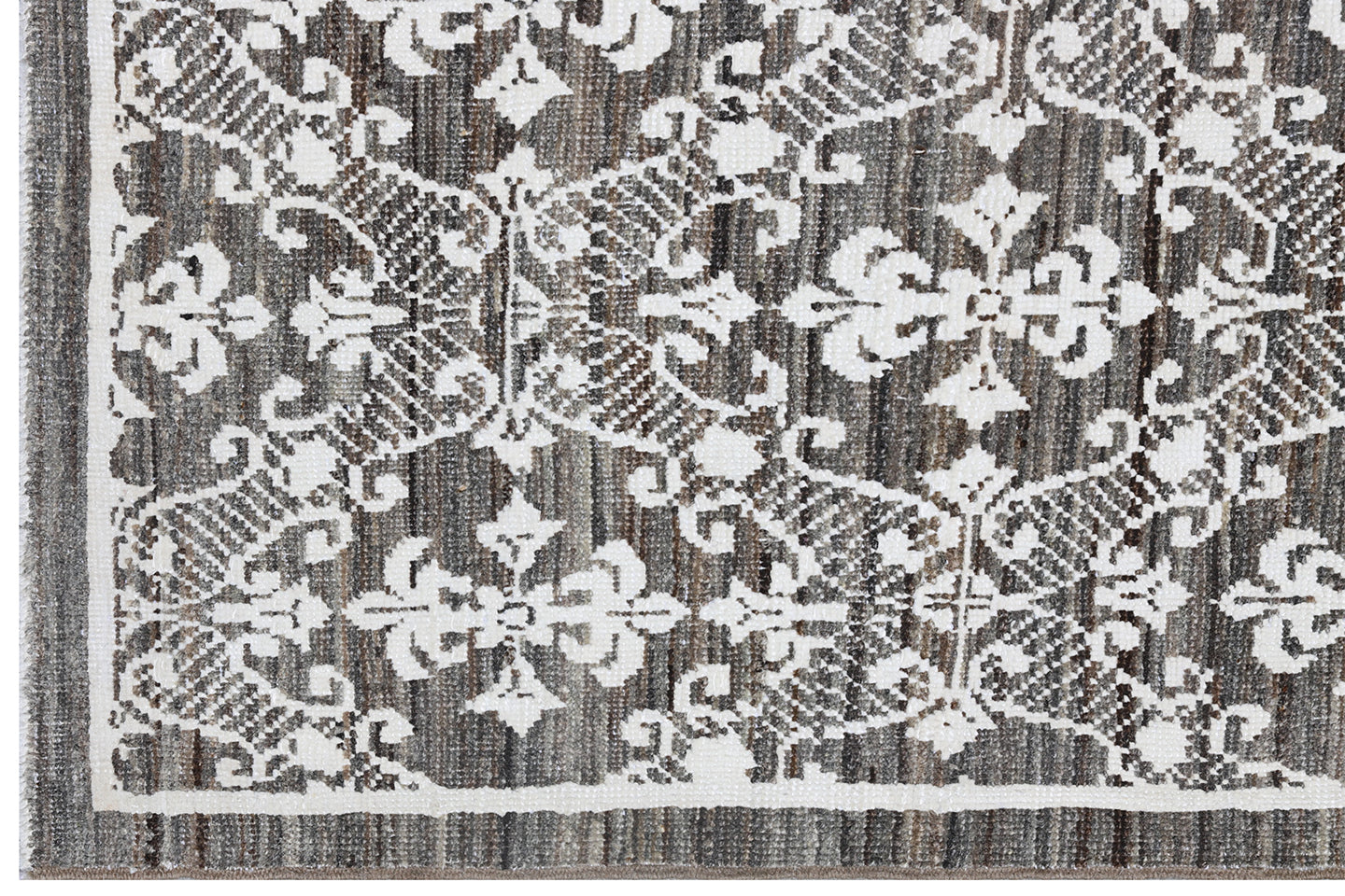 10'x14' Brown and Stark White Cotton Ottoman Ariana Transitional Rug