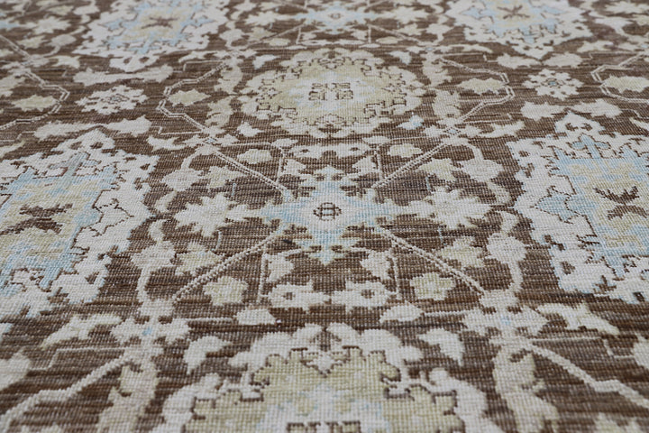 9'x11' Wool Luxury Rug | Ariana Agra Design Traditional Brown Blue Cream Rug