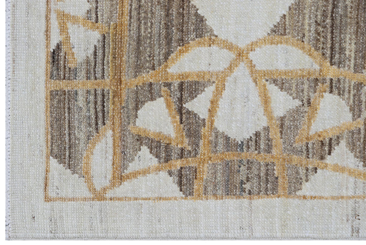 9'x12' Luxury Rug | Ariana Modern Geometric Brown Ivory Gold Rug