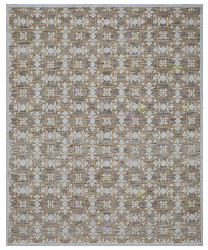 9'x12' Luxury Rug | Ariana Modern Geometric Brown Ivory Gold Rug