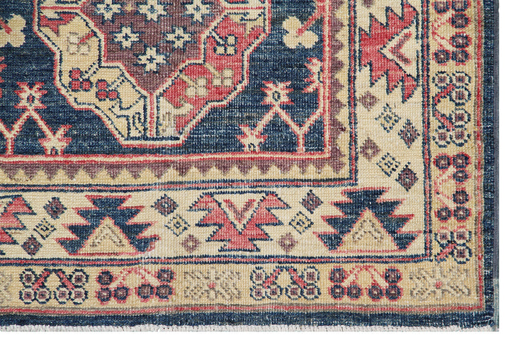 4'x6' Ariana Kazak Traditional Design Navy Pink Ivory Hand Knotted Rug