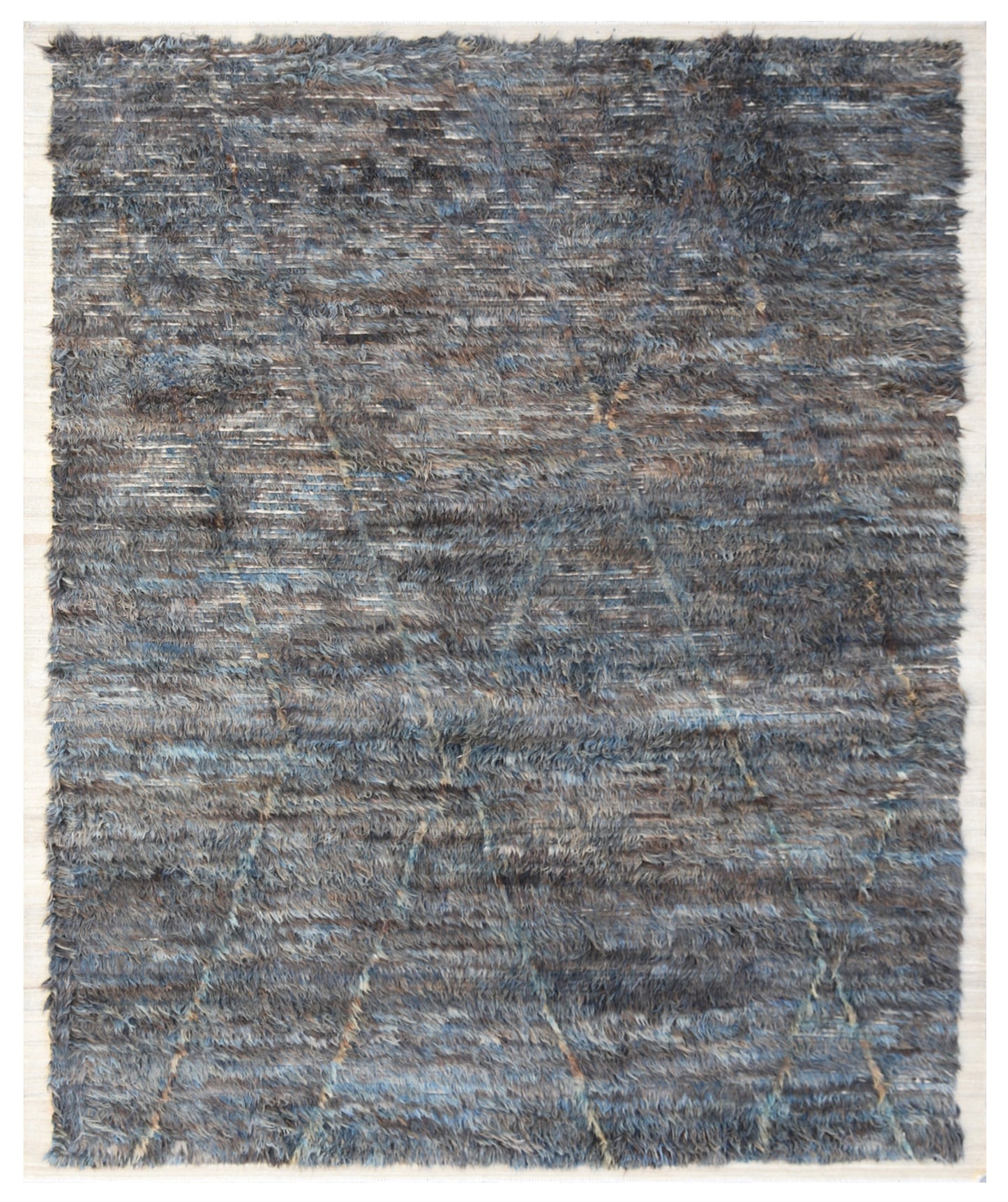 8'x9' Navy Blue and Gray Long Pile Shaggy Moroccan Style Navy Ariana Barchi Area Rug