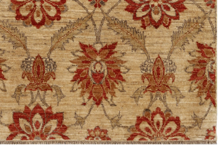 3'x9' Beige And Red Contemporary Persian Farahan Design Ariana Traditional Rug
