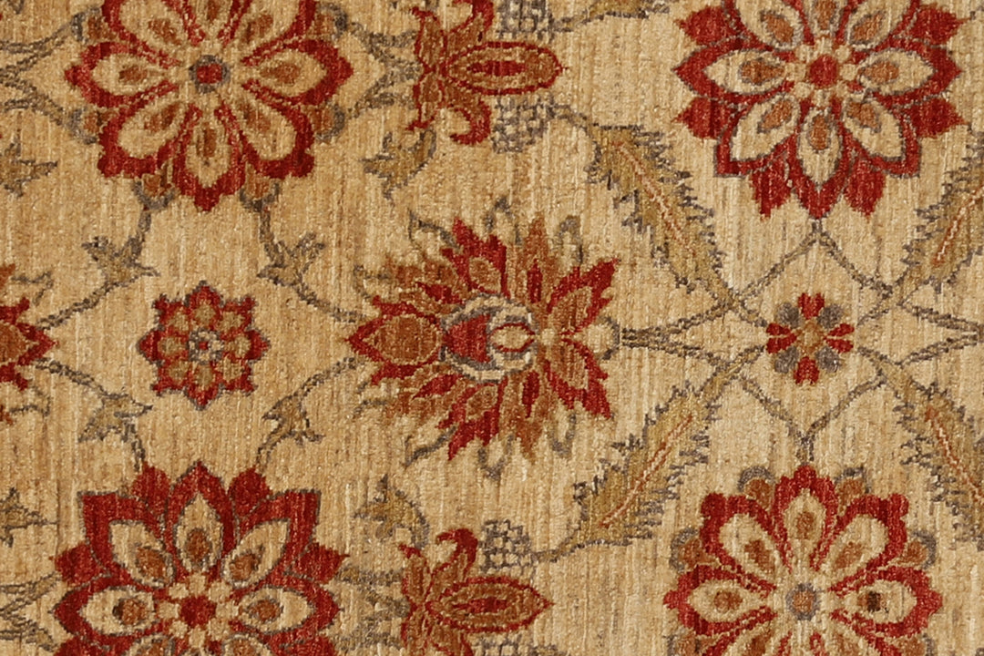 3'x9' Beige And Red Contemporary Persian Farahan Design Ariana Traditional Rug