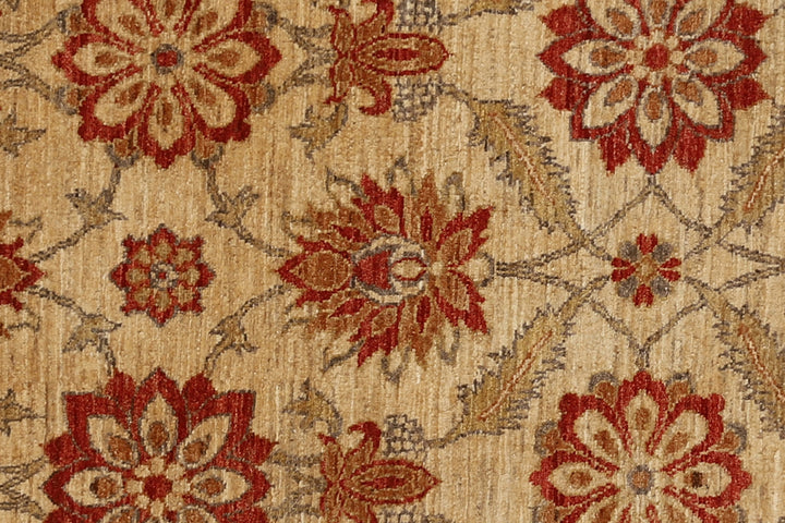 3'x9' Beige And Red Contemporary Persian Farahan Design Ariana Traditional Rug