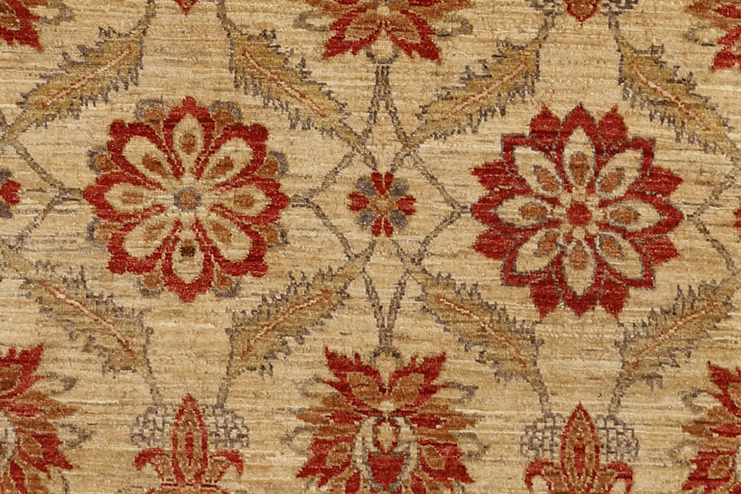 3'x9' Beige And Red Contemporary Persian Farahan Design Ariana Traditional Rug