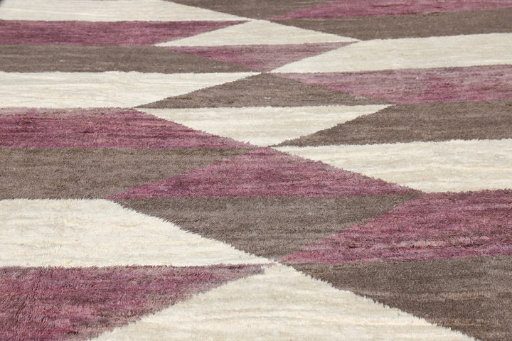 12'x15' Ariana Moroccan Soft Shag Purple Brown and Cream Barchi Area Rug