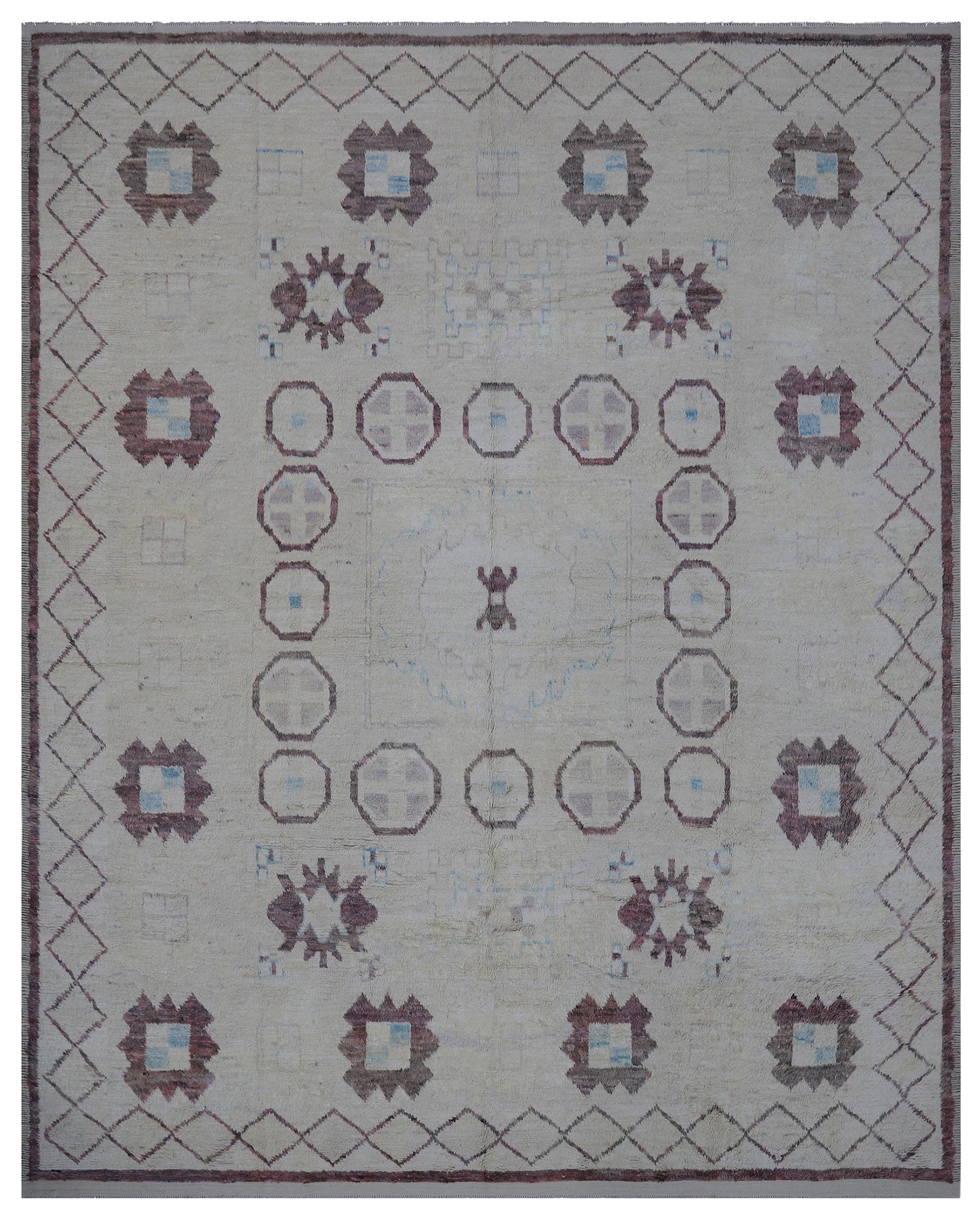 12'x15' Cream Brown and Blue Geometric Barchi Rug
