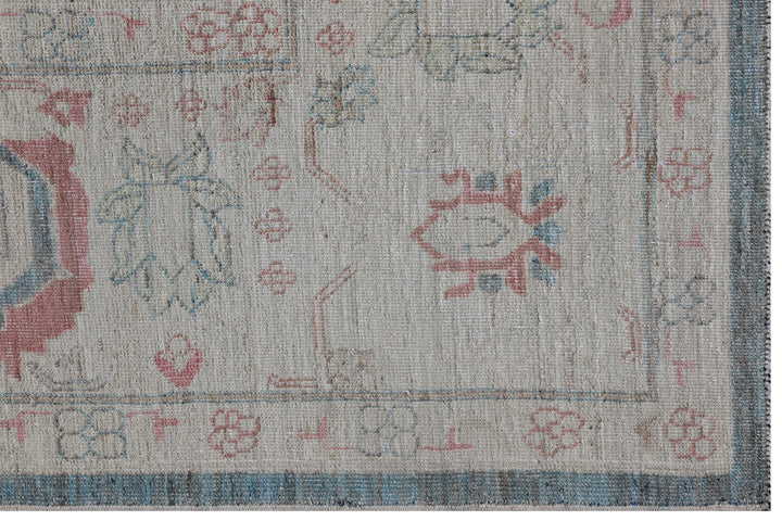 8'x10' Teal and Rust Agra Design Hand-Knotted Ariana Traditional Area Rug