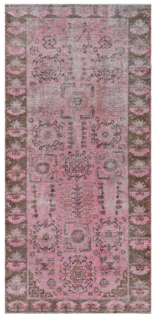 8'x4' Antique Samarkand Pink Brown Rug
