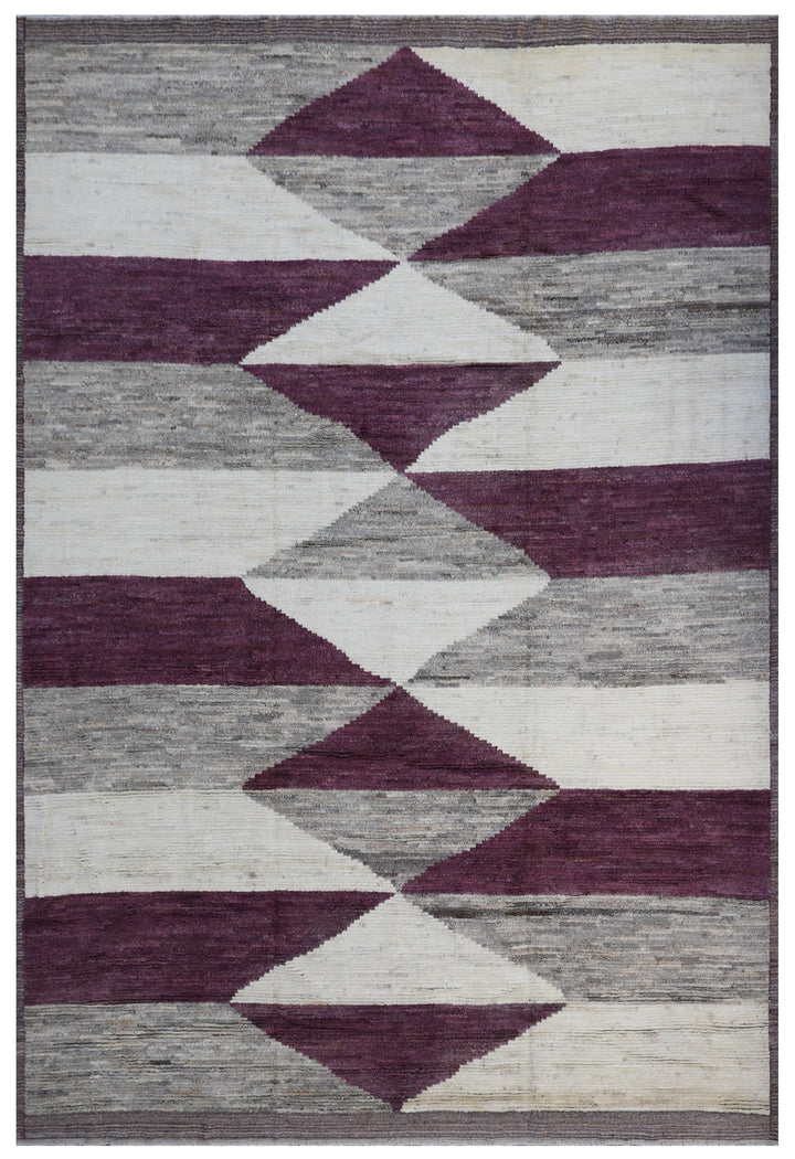 10'x13' Ariana Moroccan Style Magenta Grey Cream Barchi Rug