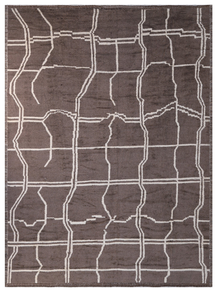 12'x16' Large Brown and White Geometric Ariana Barchi Area Rug