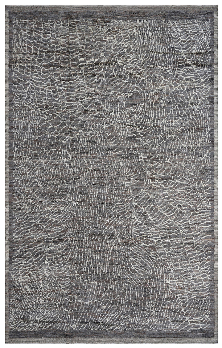 9'x13' Ariana Moroccan Grey and White Soft Shaggy Barchi Wool Area Rug