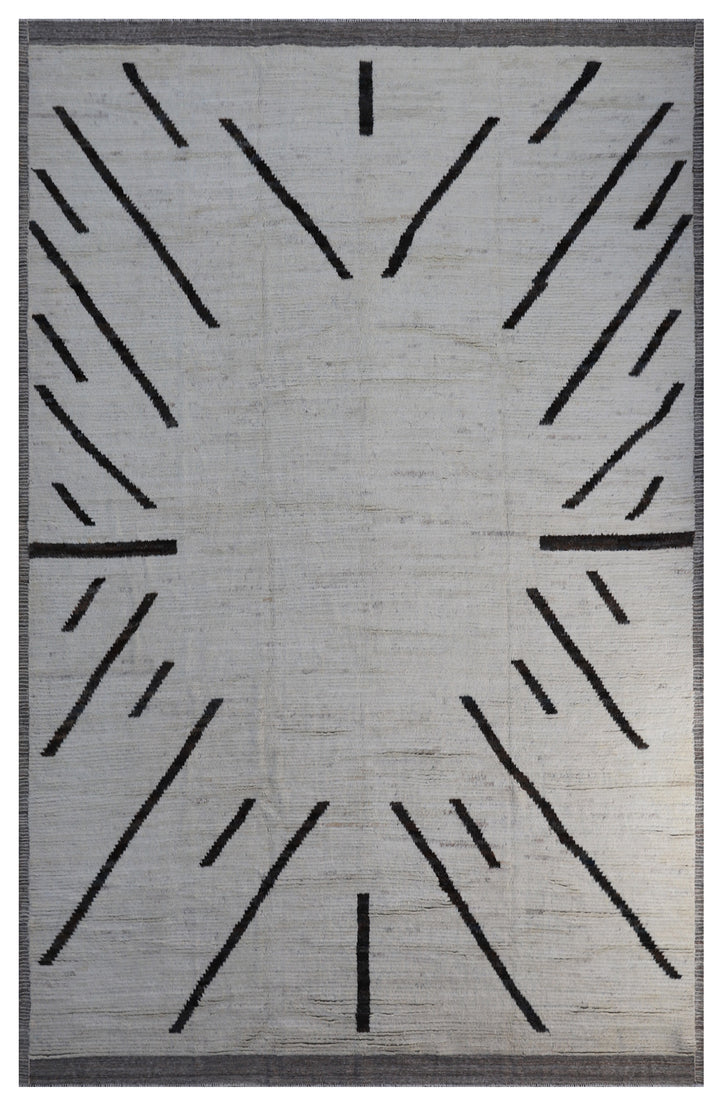 9'x12' Gray Wool Geometric Lined Ariana Barchi Shaggy Rug