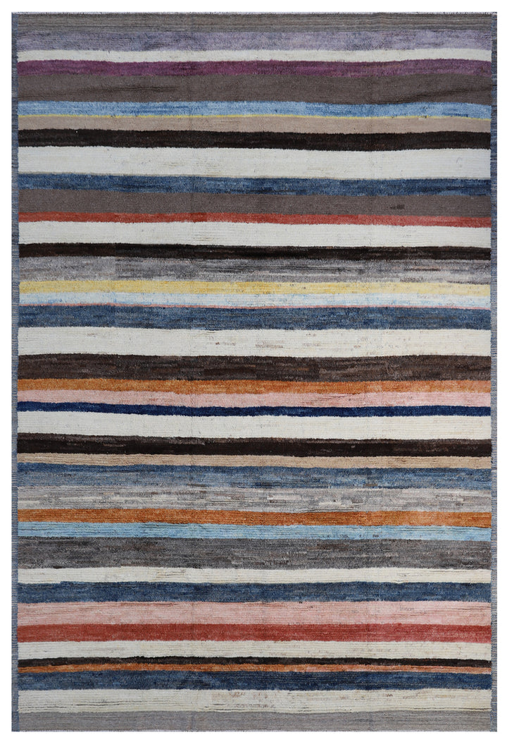 9'x12' Ariana Moroccan Style Multi-Color Striped Barchi Rug