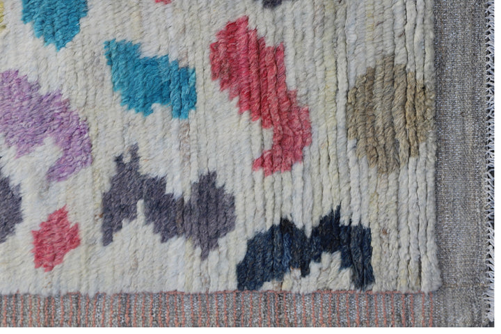 6'x9' Multi-Color Geometric Long Shaggy Pile Ariana Barchi Wool Rug