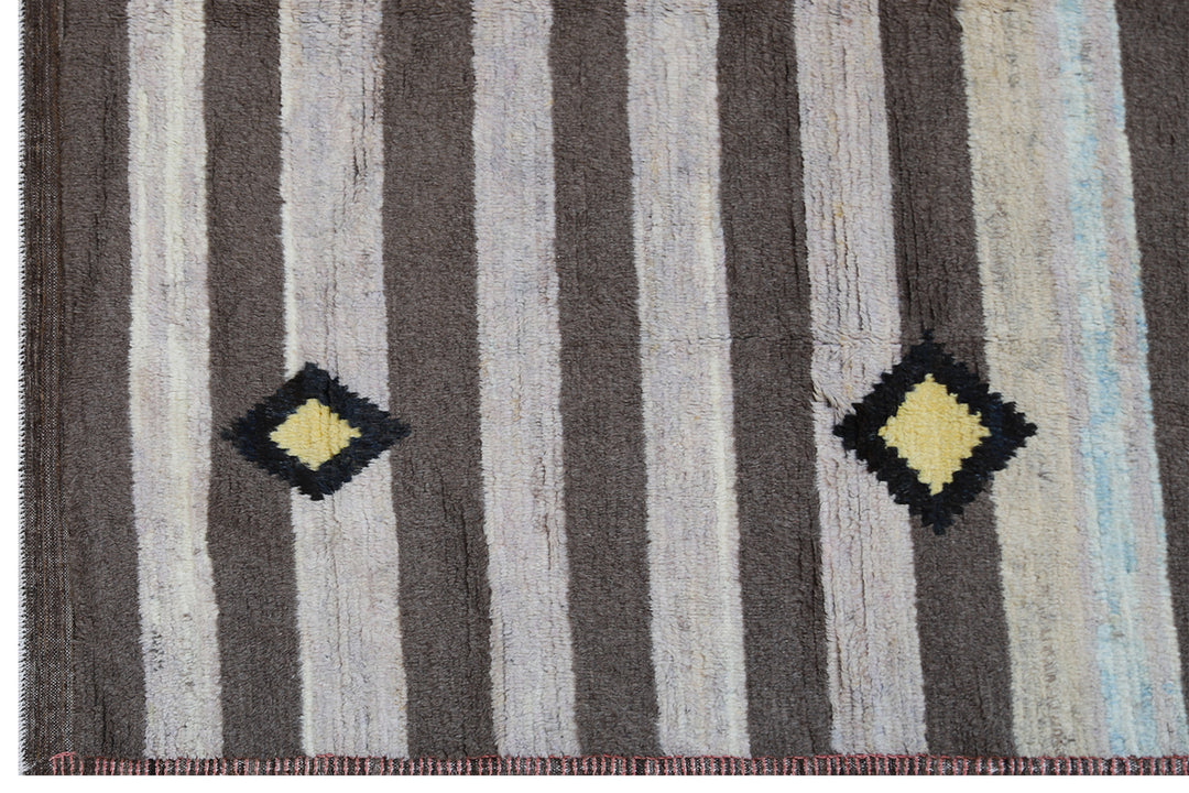 8'x11' Ariana Moroccan Style Striped Earth Tone Soft Shaggy Barchi Rug