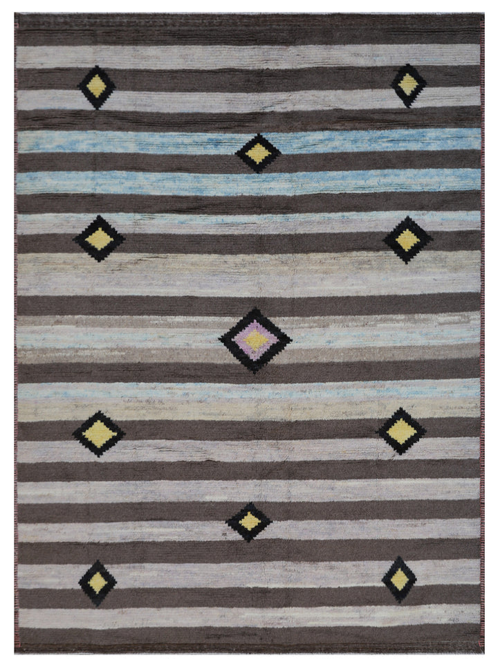 8'x11' Ariana Moroccan Style Striped Earth Tone Soft Shaggy Barchi Rug