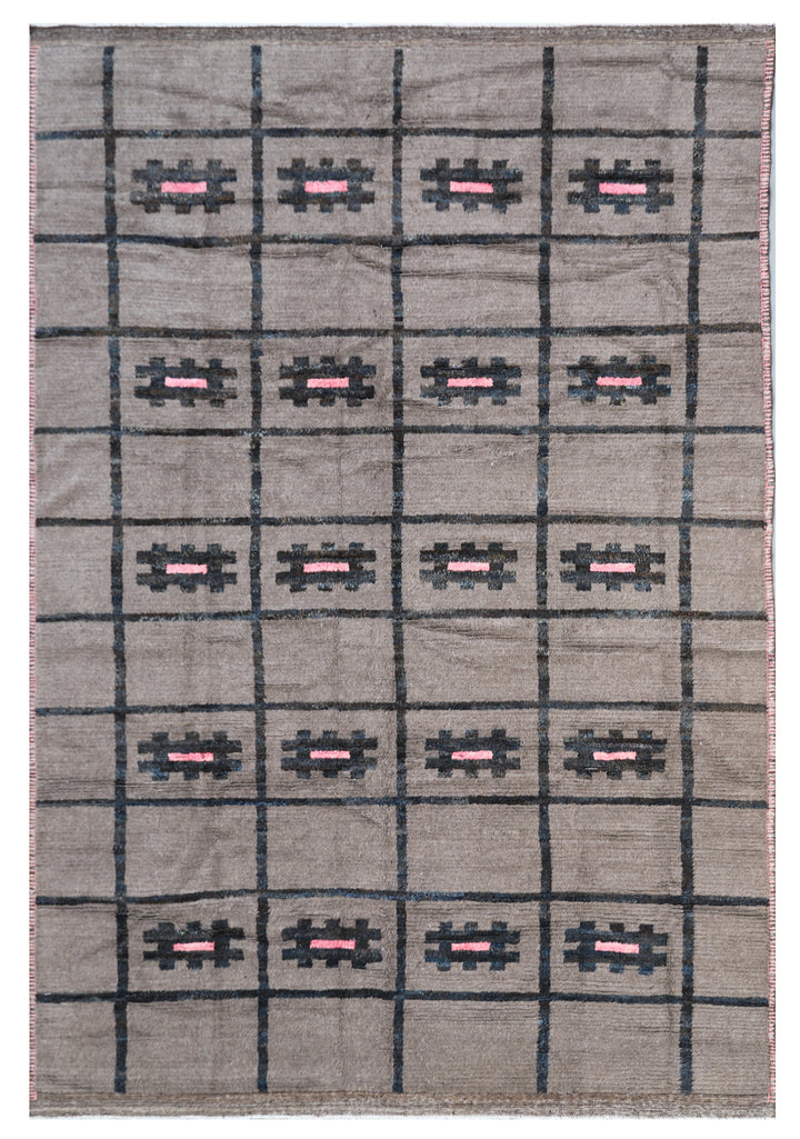 8'x11' Ariana Moroccan Style Shaggy Grey Brown Geometric Barchi Rug