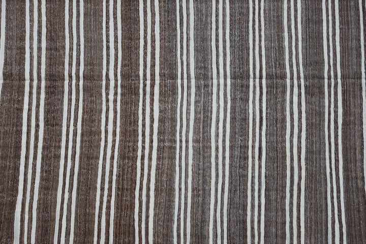 6'x9' Brown and Cream Stripe Ariana Kilim Rug