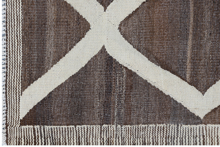9'x12' Icy Blue and Brown Ariana Kilim