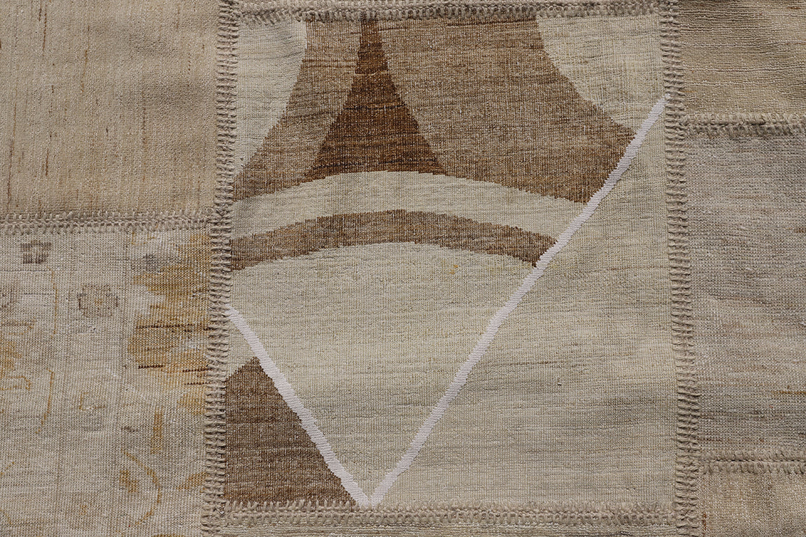10'x14' Washed Out Soft Color Tan Grey Ariana Patchwork Collection Rug