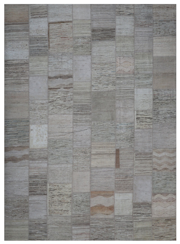 12'x16' Gray Ariana Patchwork Wool Rug