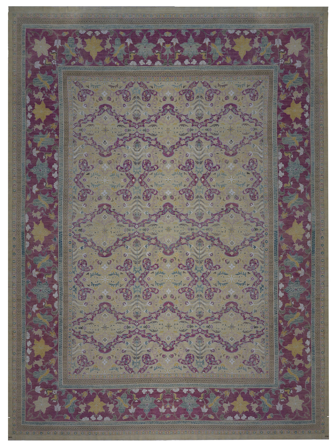 20'x20' Persian Design Palace Rug | Purple Blue Gold | Large Wool Rug