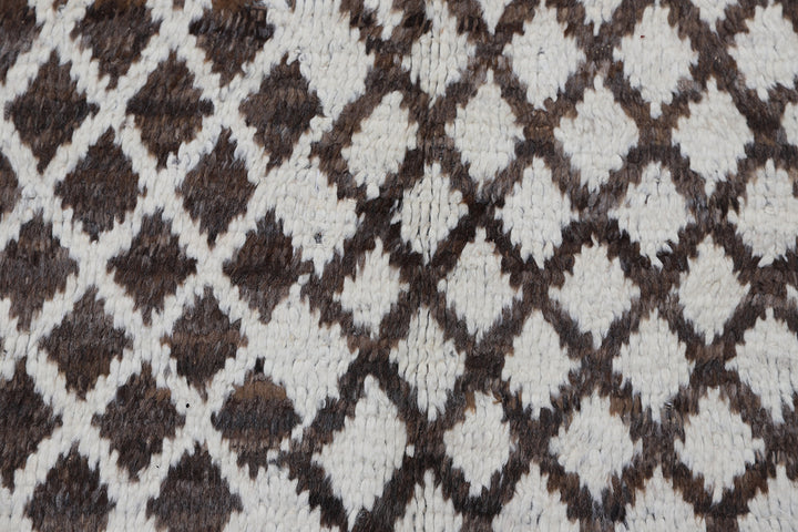 8'x12' Geometric Patchwork Design Moroccan Style Brown and White Barchi Rug